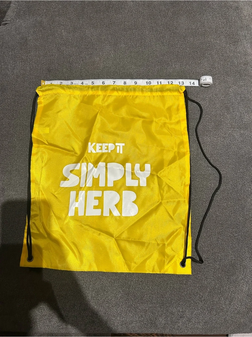 NEW- Keep It Simply Herb Yellow Drawstring Gym Bag